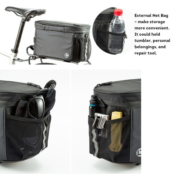 10L Bike Pannier 900D Mountain Bike Waterproof Trunk Bag Temperature Preservation – Black 2