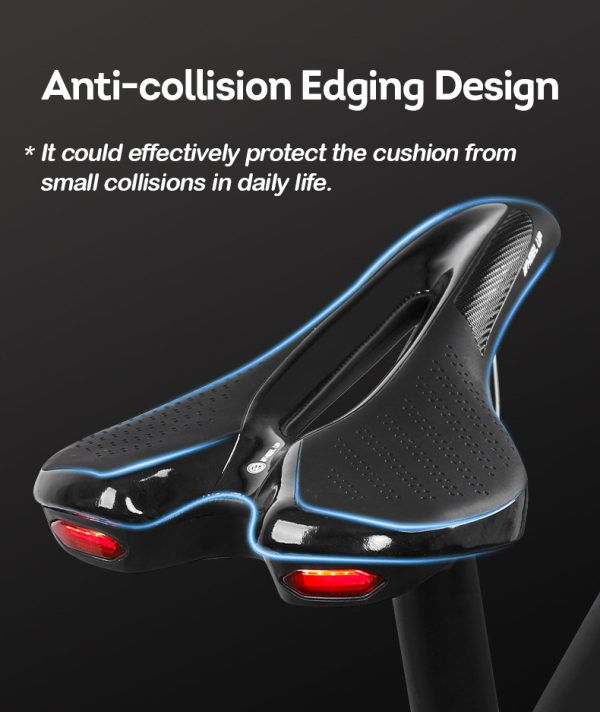 Mountain Bike Seat Saddle Waterproof Bicycle Cushion Pad W/ Taillight – Black 3
