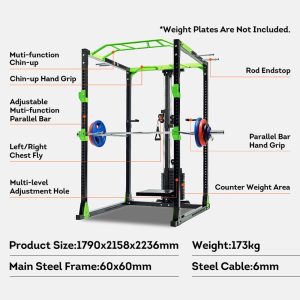 JMQ Fitness K3 Multi-function Power Rack Squat Cage Home Gym Weight Train Equipment Smith Machine 6