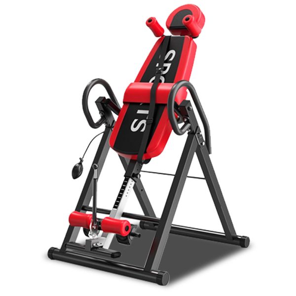 JMQ FITNESS Deluxe Professional Inversion Table with Air Lumbar Support Pad Red