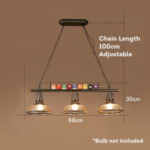 98cm Pool Snooker Table Ball Pendant Light with 3 Glass Shade 4
