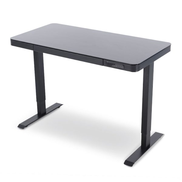 Memory Electric Standing Desk With Glass Top Dual Motor Height Adjustable Sit Stand Home Office Computer Table - black