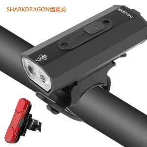 SHARK DRAGONUSB T6 Rechargeable 1500mAh Bicycle Bike Front Light and Back Light Black 1