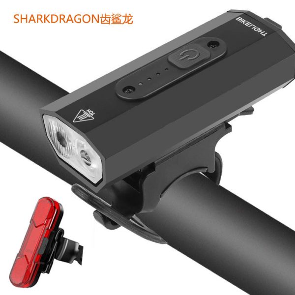 SHARK DRAGONUSB T6 Rechargeable 1500mAh Bicycle Bike Front Light and Back Light Black