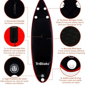 06RK Black/Red Stand Up Paddle SUP Inflatable Surfboard Paddleboard W/ Accessories & Backpack Dispatch from 23/11/2021 5