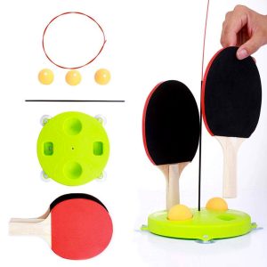 Table Tennis Trainer Ping Pong Ball Paddles Set with Flexible Rapid Rebound Device 2