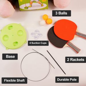 Table Tennis Trainer Ping Pong Ball Paddles Set with Flexible Rapid Rebound Device 3